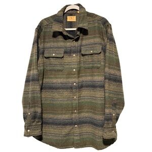 Red Head Ranch Men's Green and Tan Flannel Long Sleeve Snap Shirt Size XLT